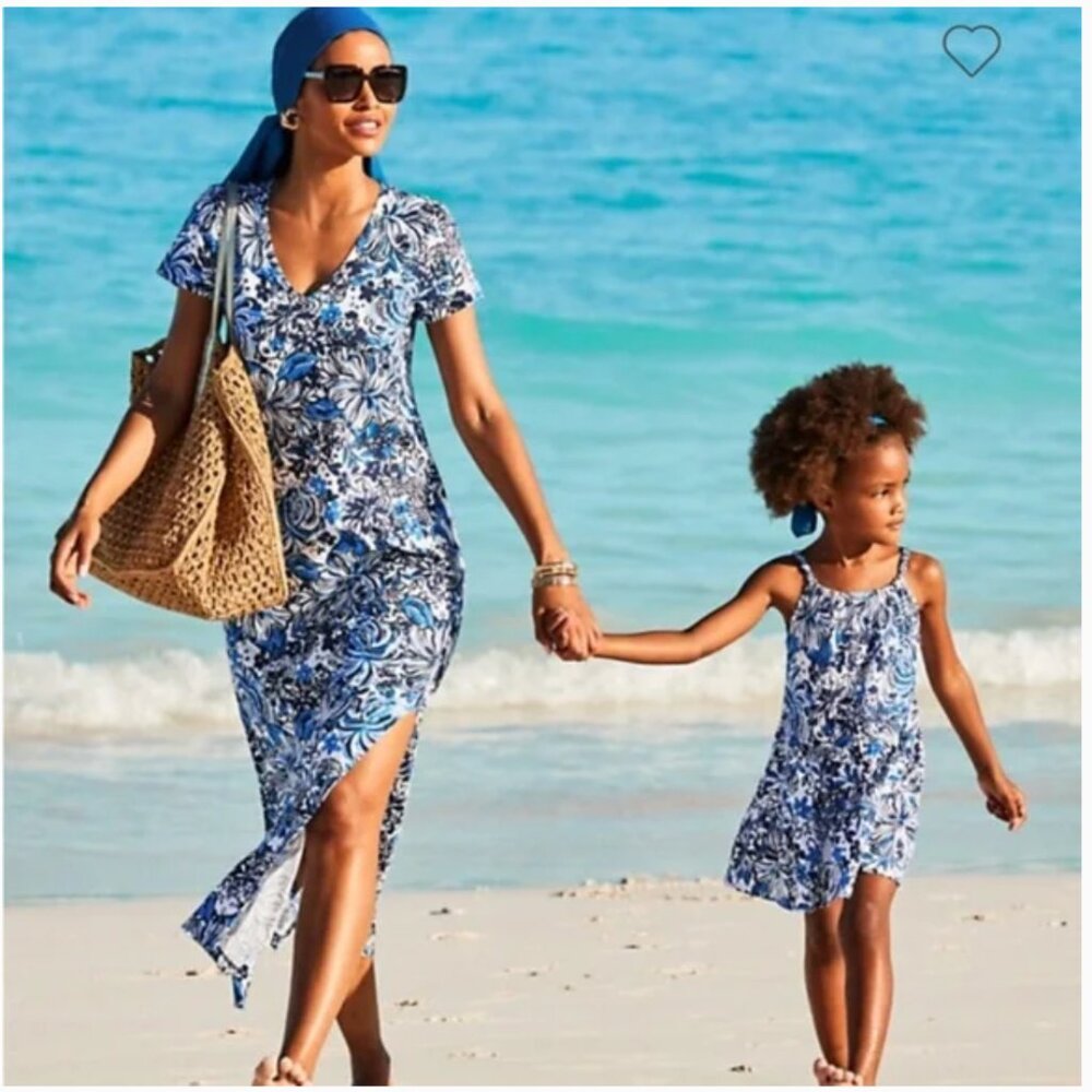 Lilly Pulitzer Etta Maxi Dress Low Tide Navy Pandarama Size M - Picture 5 of 11